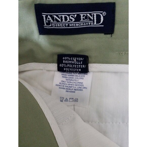 Lands'End~Men's 37W×34L~Soft Olive Blended Poplin Pleated Front Pants Casual NWT - Picture 10 of 10
